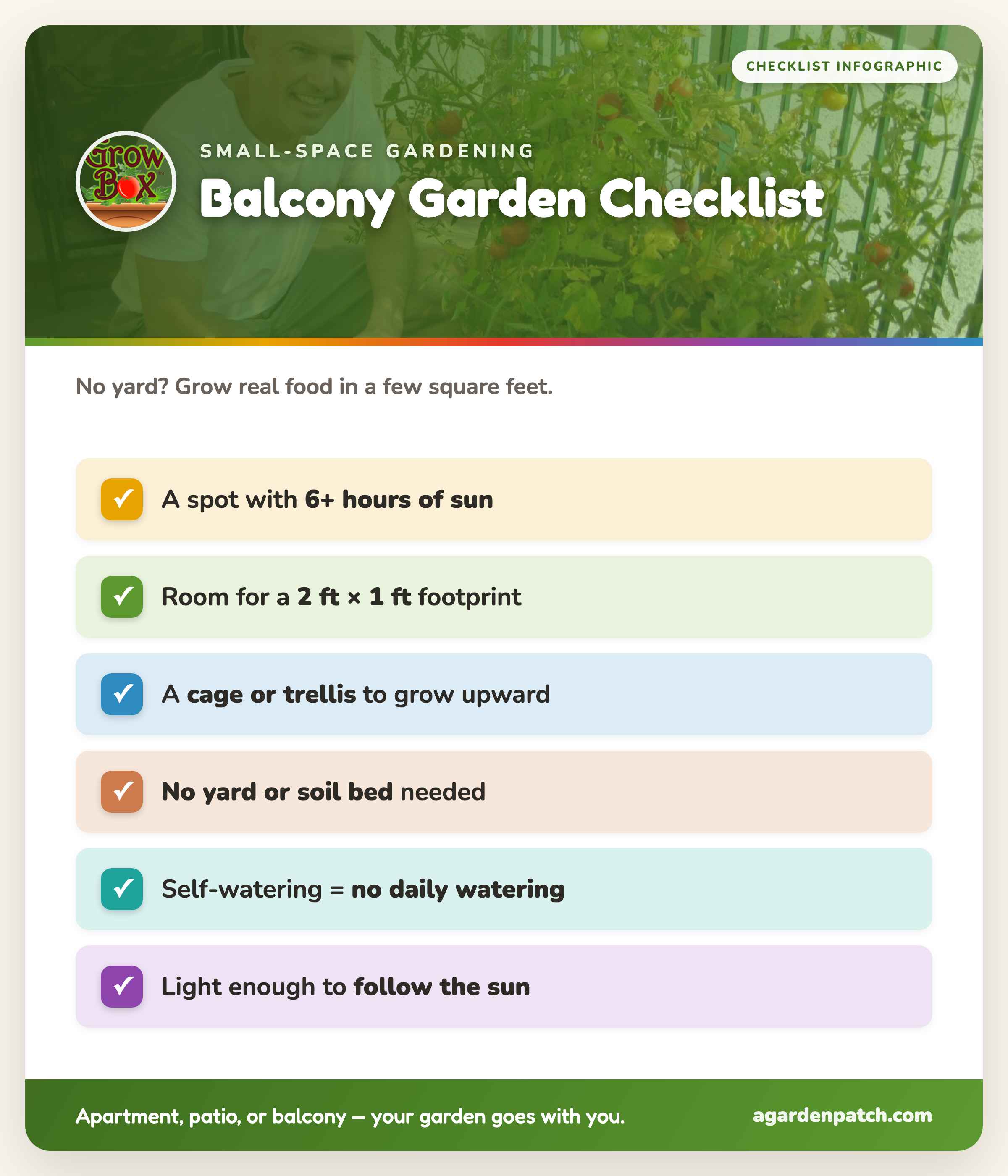 Infographic: balcony and small-space gardening checklist